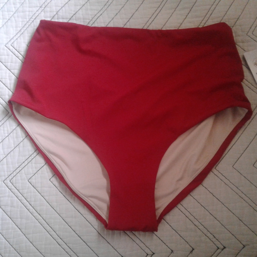 Red high waisted swimsuit bottoms